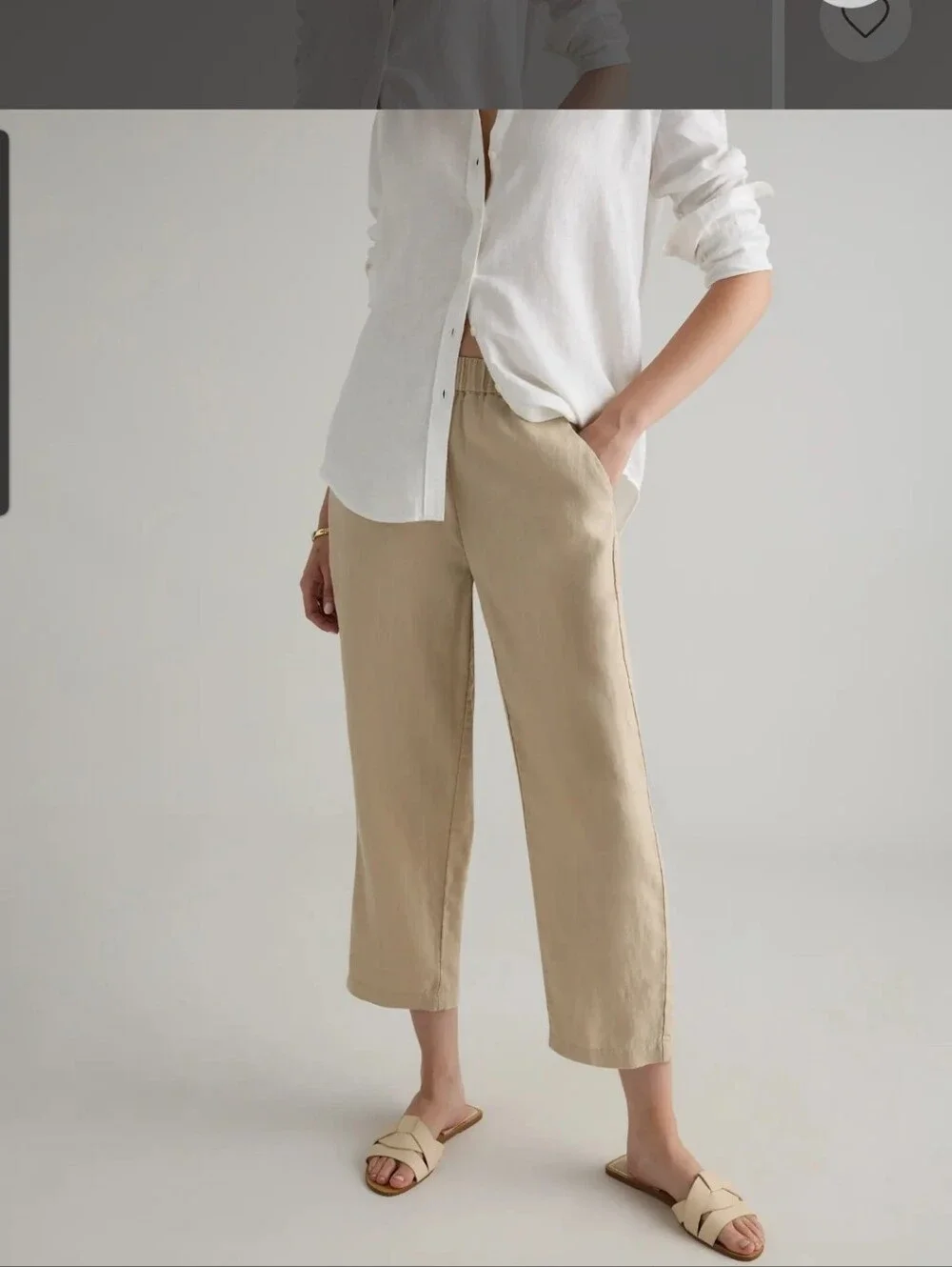 Quince Women's 100% European Linen Pants Driftwood Pull On Comfy Breathable XL